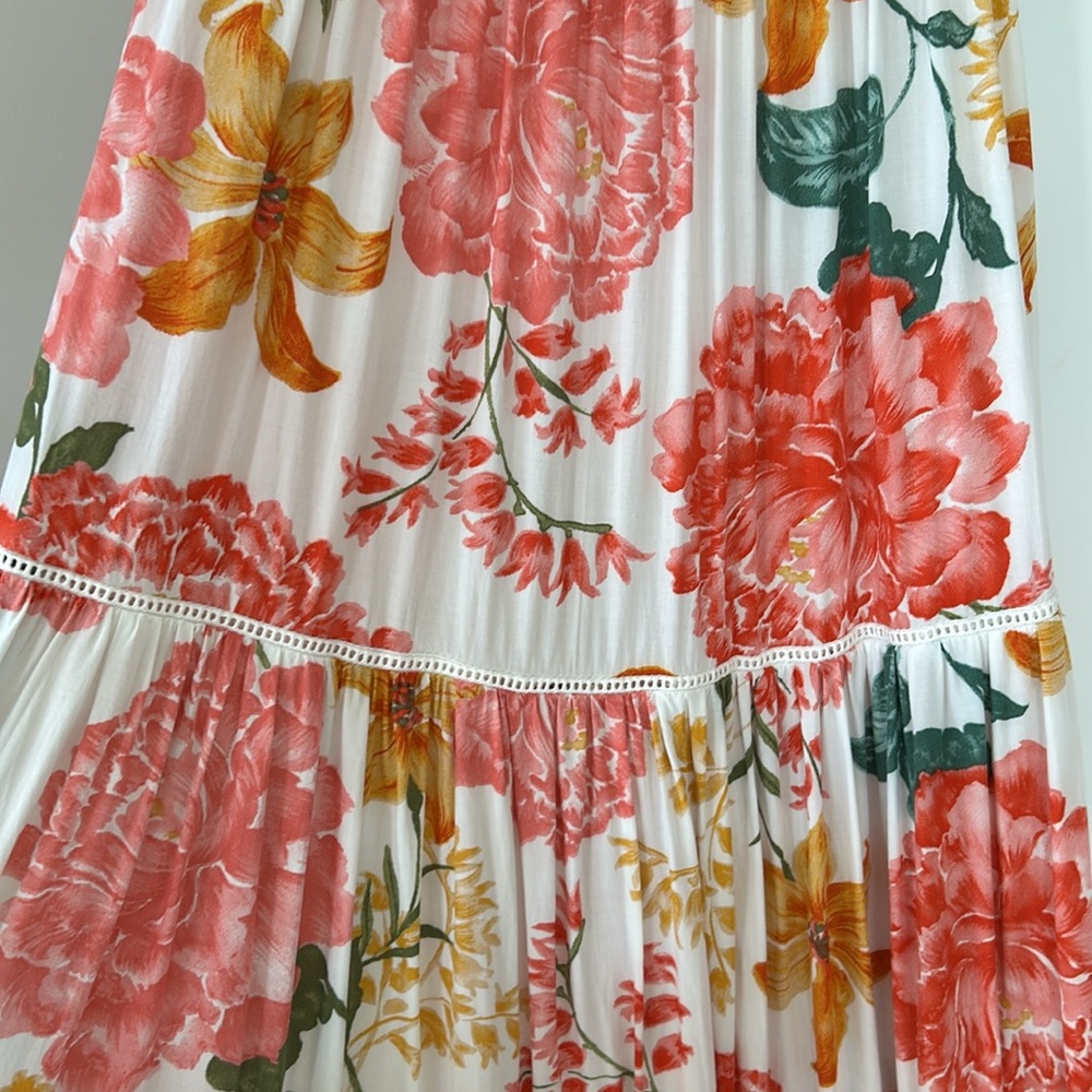 Anthro's Abel the Label Off the Shoulder Garden Party Maxi Dress w Smocked Waist - Picture 12 of 13